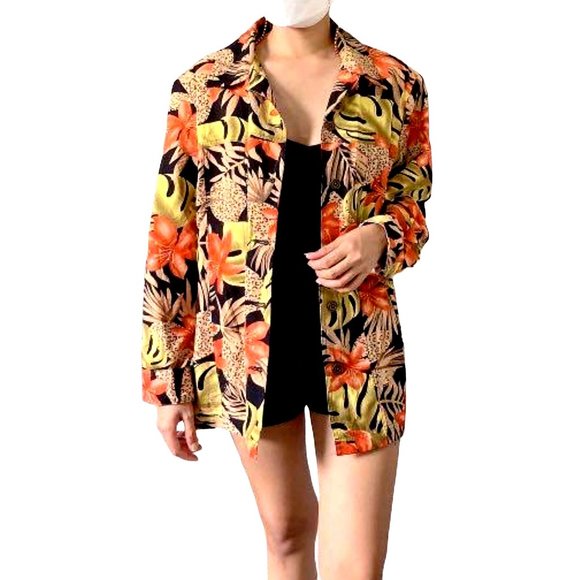 Allison Daley Tropical Floral Button Up Blazer Size 10 - Picture 4 of 14
